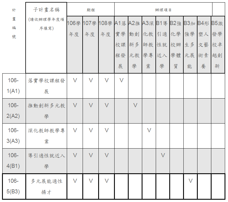 優質卓越計畫辦理項目